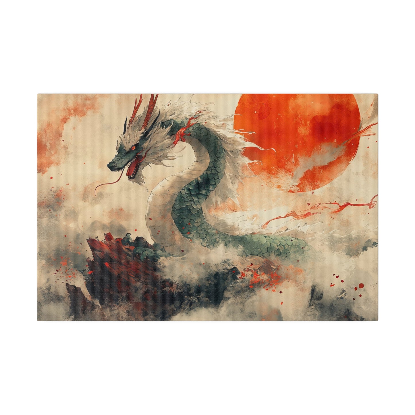 Matte Canvas "Ukiyoe Dragon" Stretched, 0.75"