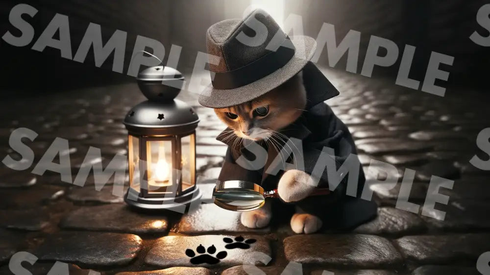 Digital Image Great Detective Cat Wallpaper Dl0002