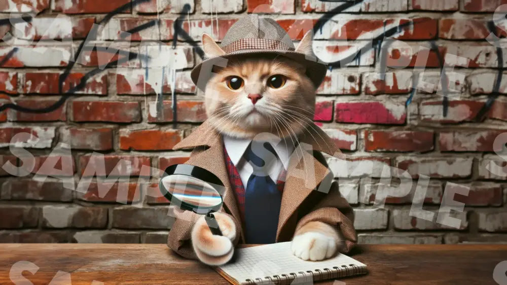 Digital Image Great Detective Cat Wallpaper Dl0004