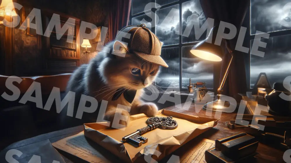 Digital Image Great Detective Cat Wallpaper Dl0019