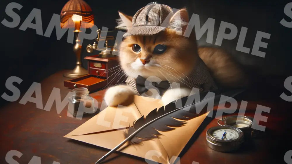 Digital Image Great Detective Cat Wallpaper Dl0025