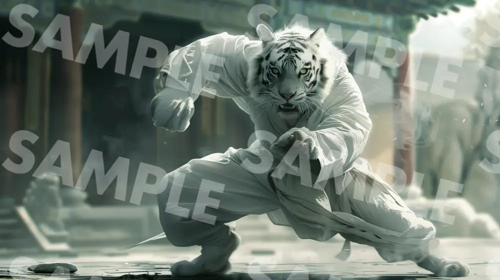 Digital Image Picture Photo Animal Kung Fu White Tiger Wallpaper Background Dl0292