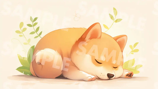 Digital Image Picture Photo Art Animal Sleeping Shiba Dog Wallpaper Background dl0797