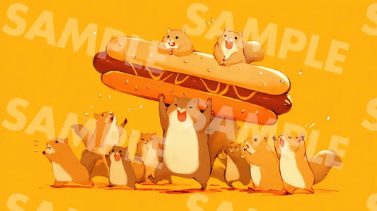 Digital Image Picture Photo Art Animal Squirrel and Hotdog Wallpaper Background dl0771