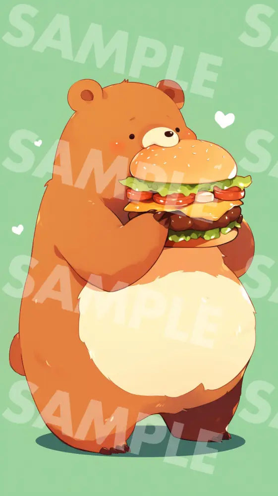 Digital Image Picture Photo Art Bear And Hamburger Wallpaper Background Dl0644