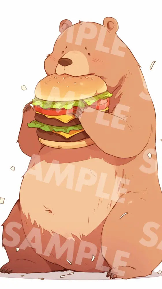 Digital Image Picture Photo Art Bear And Hamburger Wallpaper Background Dl0645