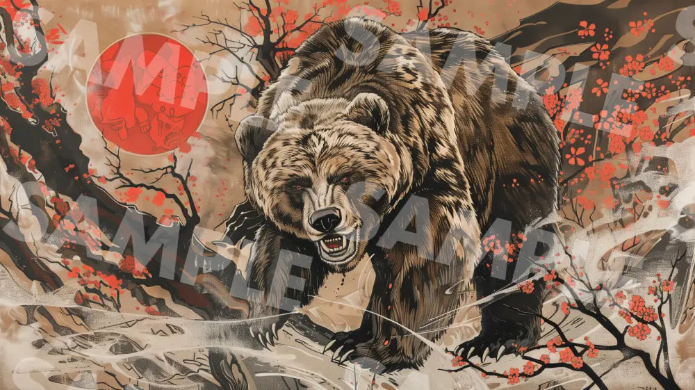 Digital Image Picture Photo Art Bear Japanese Style Wallpaper Background Dl0283