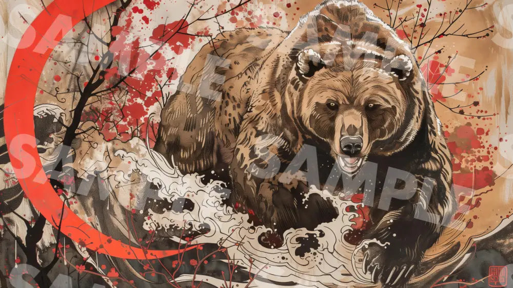 Digital Image Picture Photo Art Bear Japanese Style Wallpaper Background Dl0284