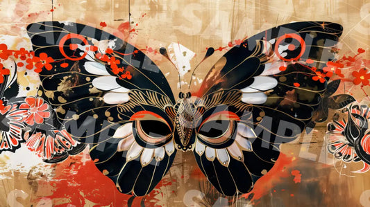 Digital Image Picture Photo Art Butterfly Japanese Style Wallpaper Background Dl0248