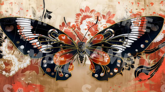 Digital Image Picture Photo Art Butterfly Japanese Style Wallpaper Background Dl0250