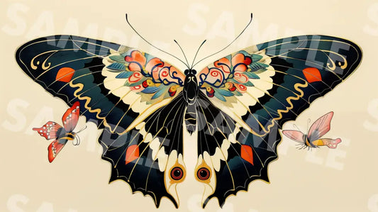 Digital Image Picture Photo Art Butterfly Japanese Style Wallpaper Background Dl0251