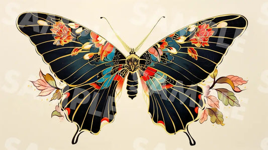 Digital Image Picture Photo Art Butterfly Japanese Style Wallpaper Background Dl0252