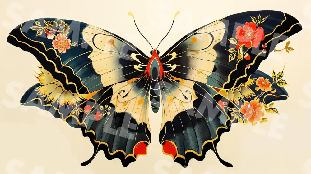 Digital Image Picture Photo Art Butterfly Japanese Style Wallpaper Background Dl0254