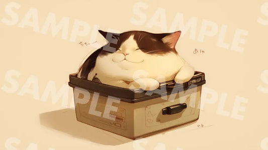 Digital Image Picture Photo Art Cat Fat In A Box Wallpaper Background Dl0648