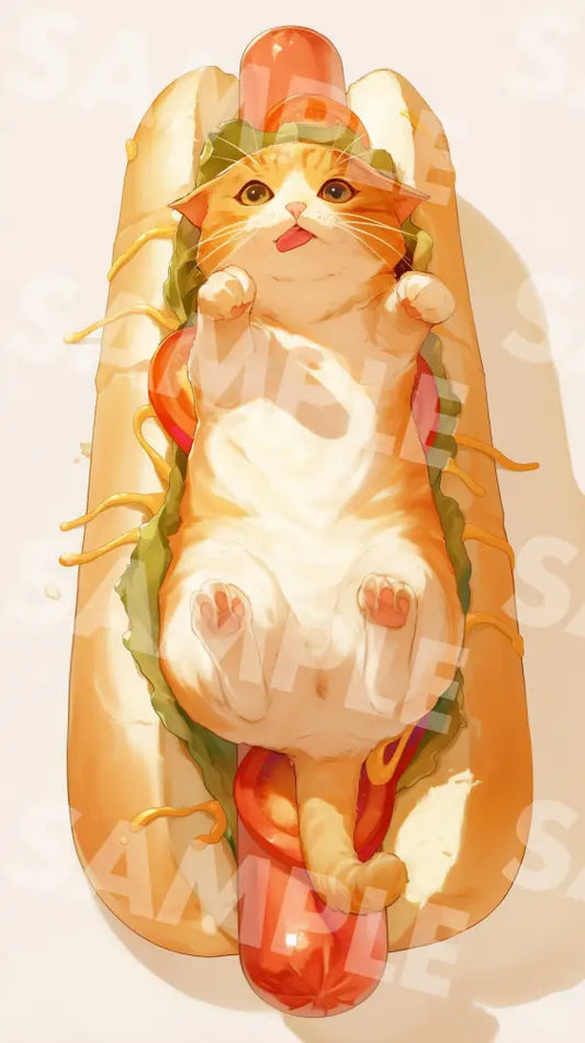 Digital Image Picture Photo Art Cat Hotdog Wallpaper Background Dl0655