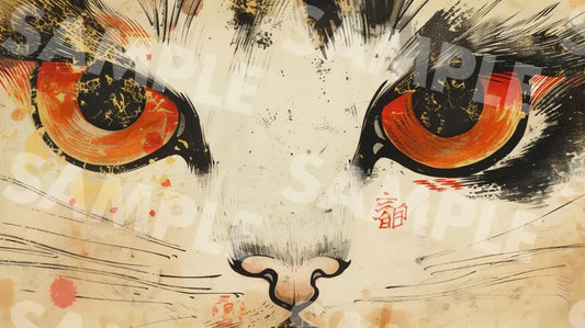 Digital Image Picture Photo Art Cat Japanese Style Wallpaper Background Dl0159