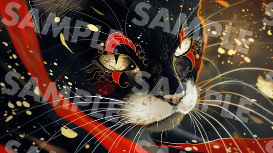 Digital Image Picture Photo Art Cat Japanese Style Wallpaper Background Dl0162