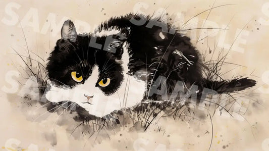 Digital Image Picture Photo Art Cat Japanese Style Wallpaper Background Dl0166