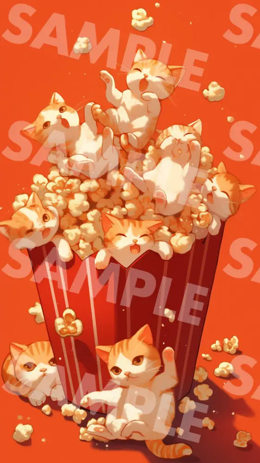 Digital Image Picture Photo Art Cat Popcorn Wallpaper Background Dl0722