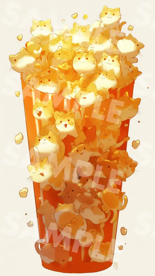 Digital Image Picture Photo Art Cat Popcorn Wallpaper Background Dl0723