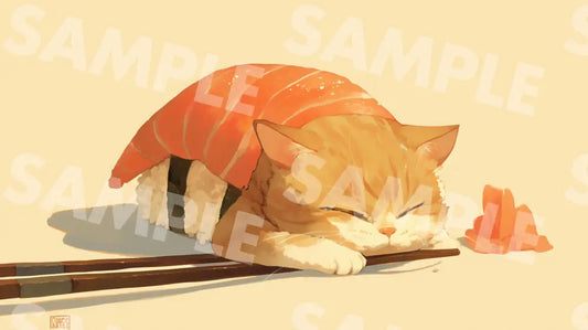 Digital Image Picture Photo Art Cat Sushi Wallpaper Background Dl0651