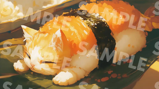 Digital Image Picture Photo Art Cat Sushi Wallpaper Background Dl0652