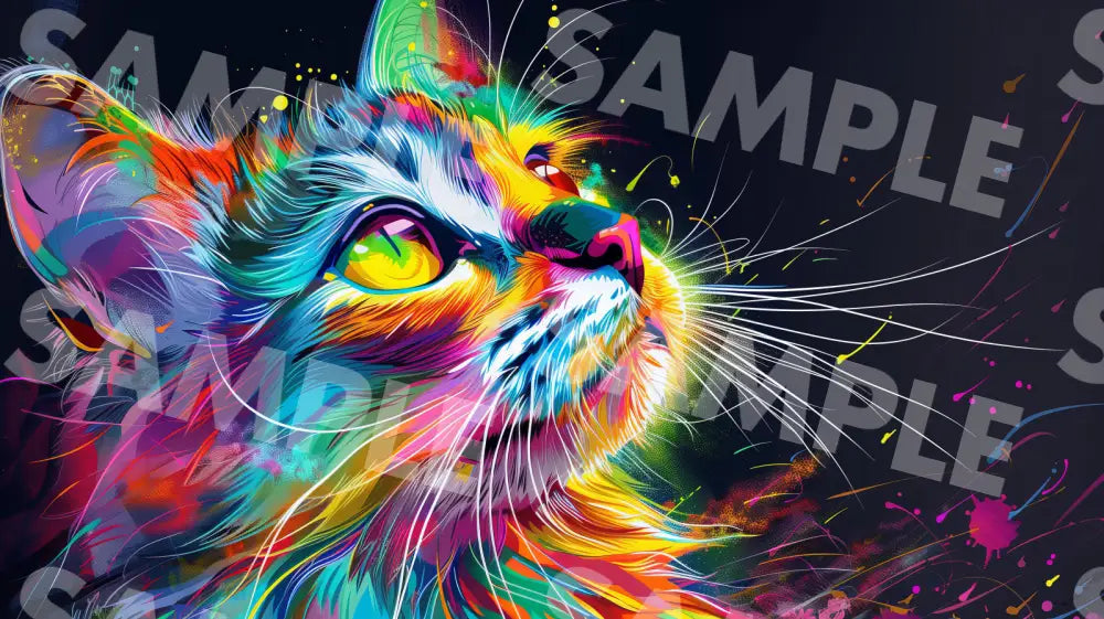 Digital Image Picture Photo Art Colorful Cat Wallpaper Background Dl0212