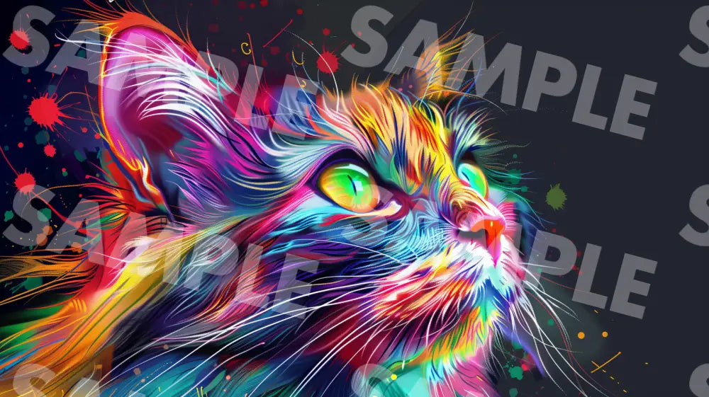 Digital Image Picture Photo Art Colorful Cat Wallpaper Background Dl0213