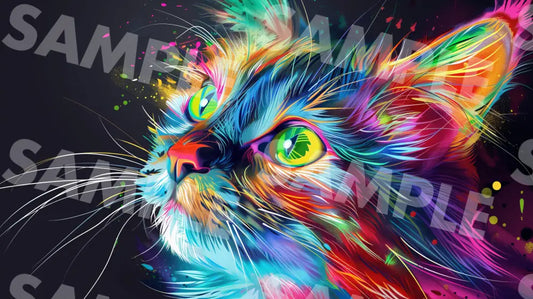 Digital Image Picture Photo Art Colorful Cat Wallpaper Background Dl0215