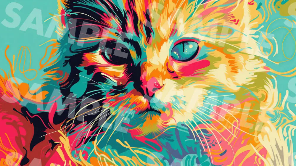 Digital Image Picture Photo Art Colorful Cat Wallpaper Background Dl0322