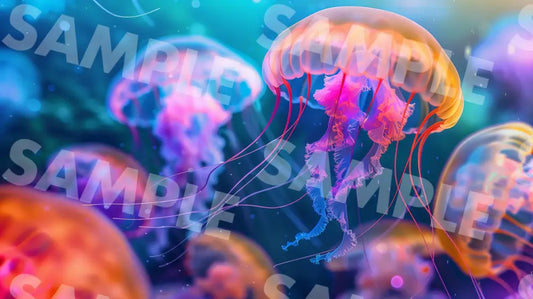 Digital Image Picture Photo Art Colorful Jellyfish Wallpaper Background Dl0173