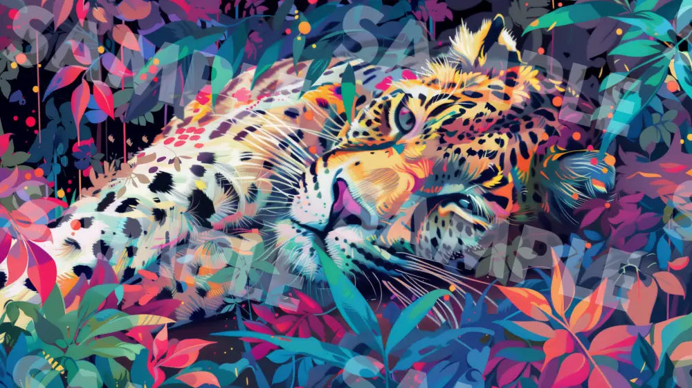 Digital Image Picture Photo Art Colorful Leopard Wallpaper Background Dl0319