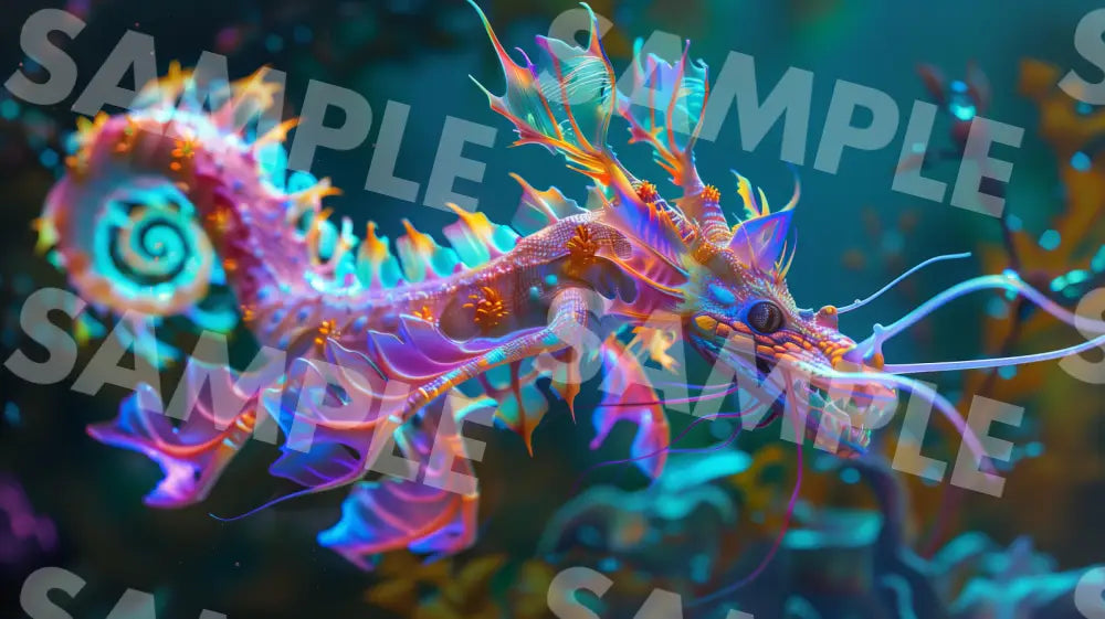 Digital Image Picture Photo Art Colorful Sea Horse Dragon Wallpaper Background Dl0178