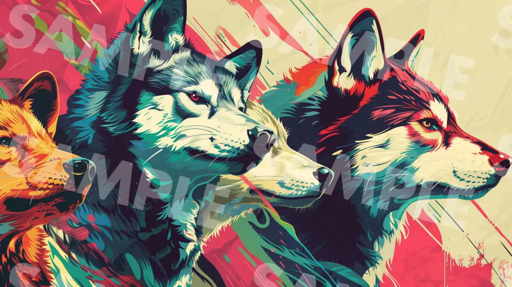 Digital Image Picture Photo Art Colorful Wolf Wallpaper Background Dl0321