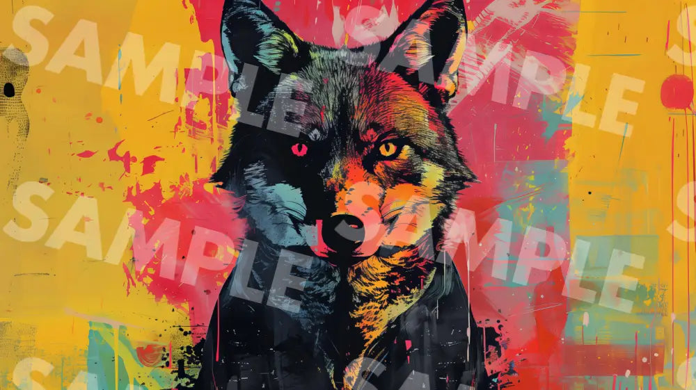 Digital Image Picture Photo Art Colorful Wolf Wallpaper Background Dl0324