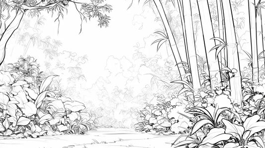 Digital Image Picture Photo Art Coloring Paper Bamboo Forest Wallpaper Background Dl0559