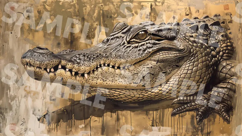 Digital Image Picture Photo Art Crocodile Japanese Style Wallpaper Background Dl0232