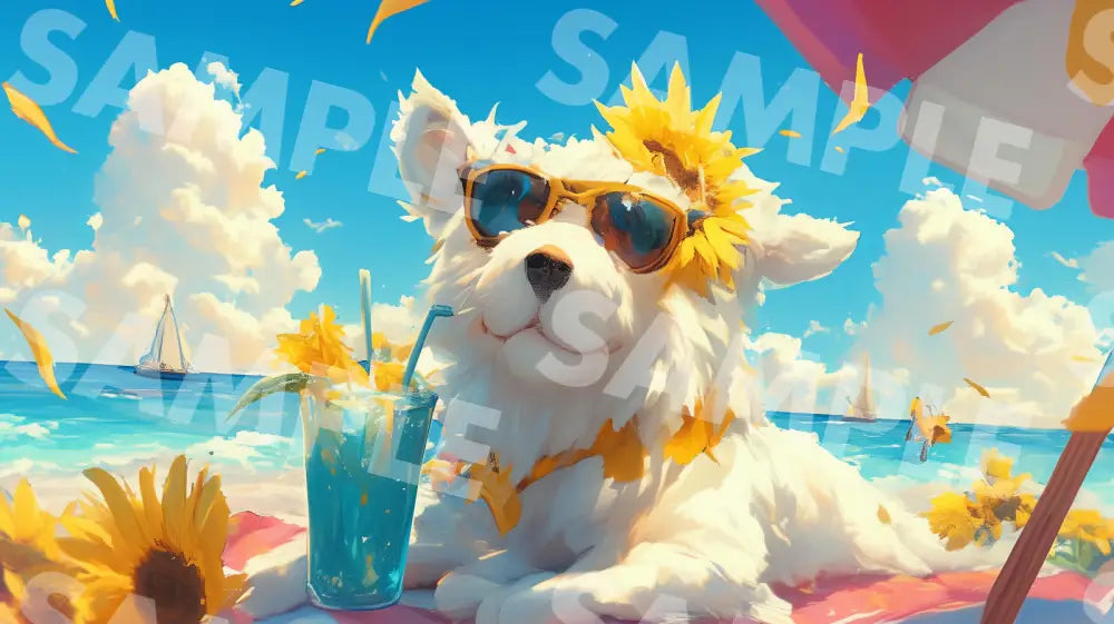 Digital Image Picture Photo Art Dog Summer Time Wallpaper Background dl0804