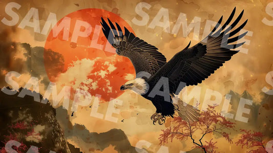 Digital Image Picture Photo Art Eagle Japanese Style Wallpaper Background Dl0266