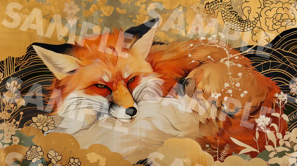 Digital Image Picture Photo Art Fox Japanese Style Wallpaper Background Dl0272