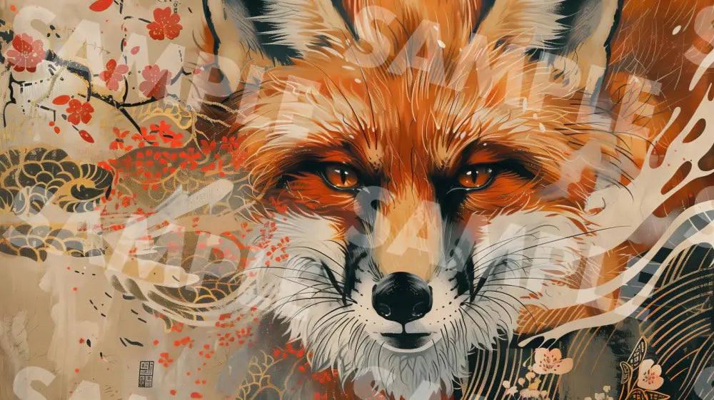 Digital Image Picture Photo Art Fox Japanese Style Wallpaper Background Dl0273