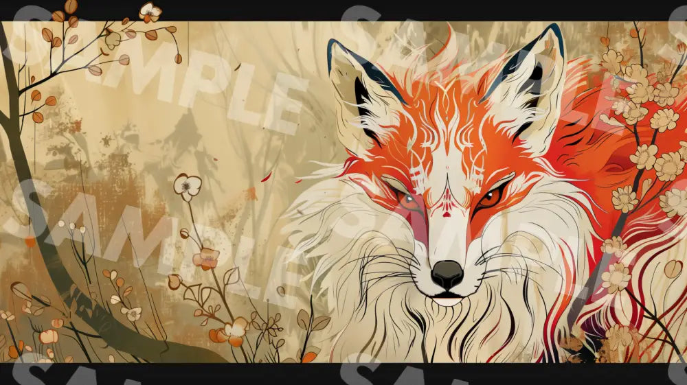 Digital Image Picture Photo Art Fox Japanese Style Wallpaper Background Dl0280