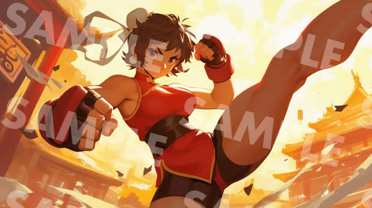 Digital Image Picture Photo Art Girl In Fighting Game Background Dl0592