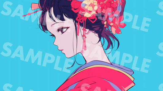 Digital Image Picture Photo Art Girl Retro Pop Kimono Wallpaper Background Dl0585