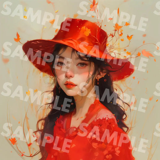 Digital Image Picture Photo Art Girl With Red Hat Wallpaper Background Dl0568