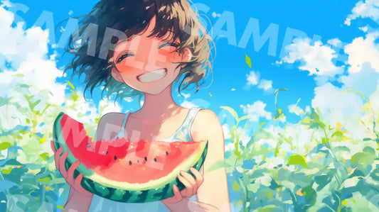 Digital Image Picture Photo Art Girl With Watermelon Wallpaper Background Dl0738