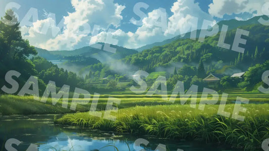 Digital Image Picture Photo Art Green Countryside Wallpaper Background Dl0376