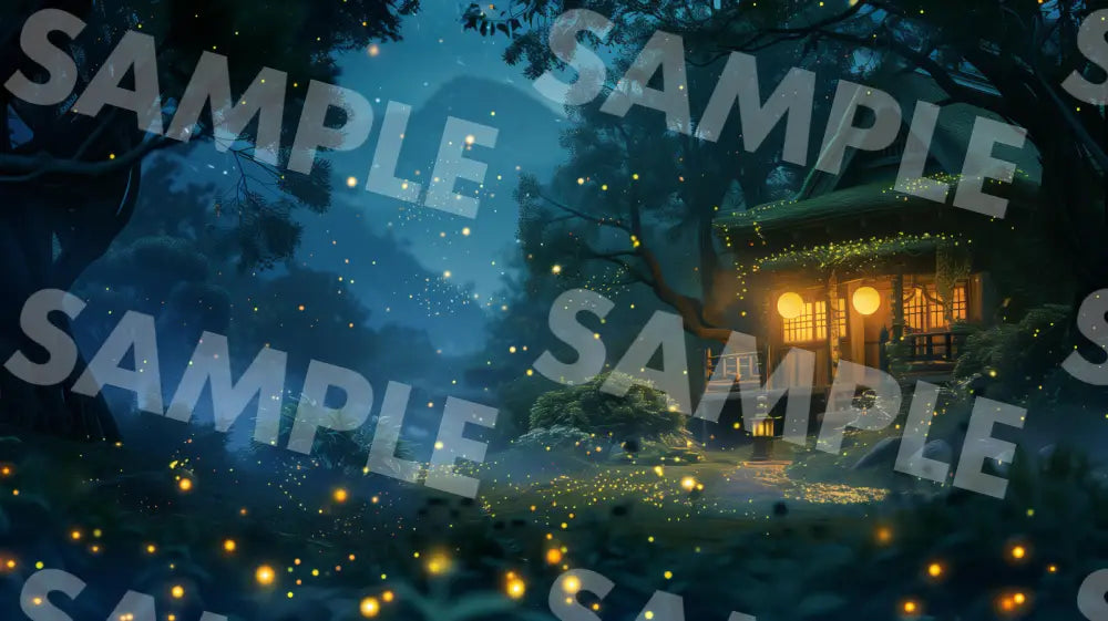 Digital Image Picture Photo Art House And Fireflies Wallpaper Background Dl0394