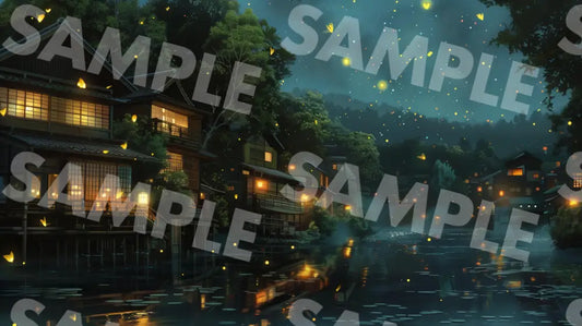 Digital Image Picture Photo Art House And Fireflies Wallpaper Background Dl0395