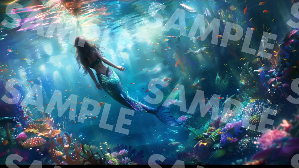 Digital Image Picture Photo Art Mermaid Under The Sea Wallpaper Background Dl0181